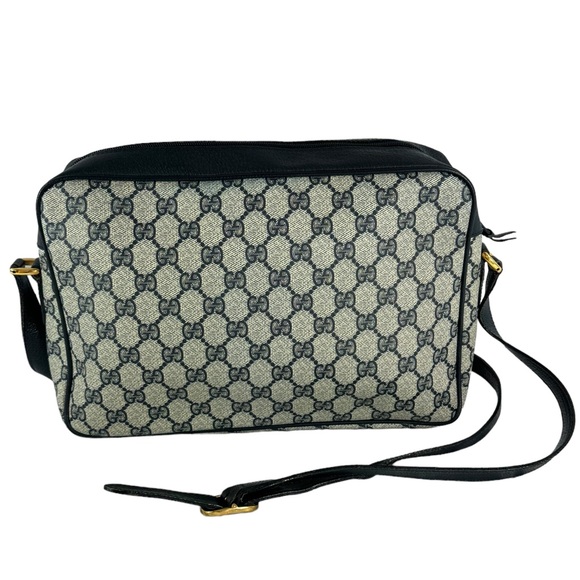 GUCCI School Bag Navy Blue Canvas Leather Ophidia Flap Accessory Collection - Picture 14 of 17